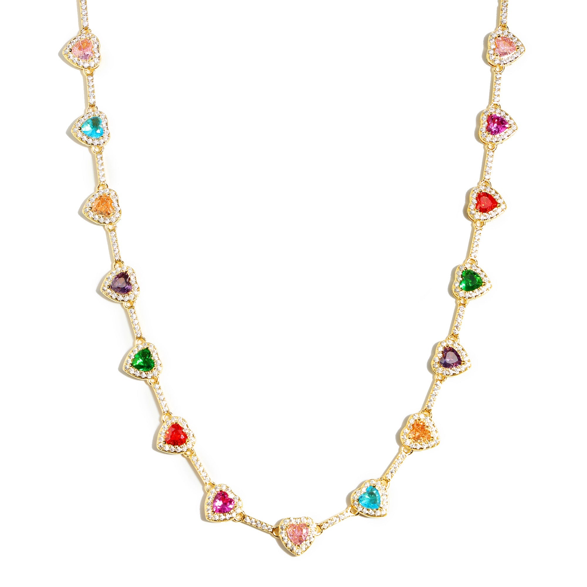 Heart Shaped Colorful Synthetic Decorated Necklace – iceyqueen
