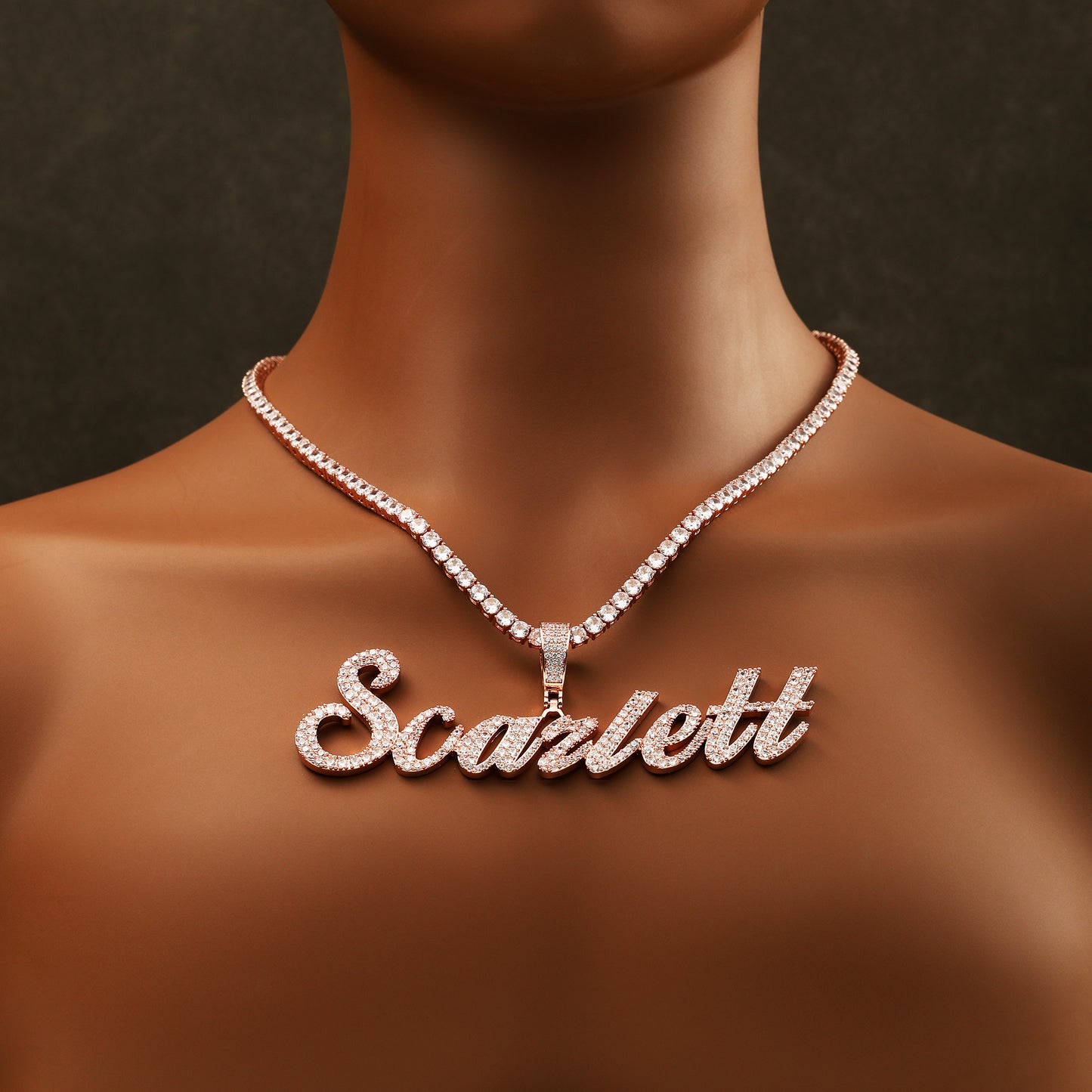 Custom Letter Name Necklace Rose Gold