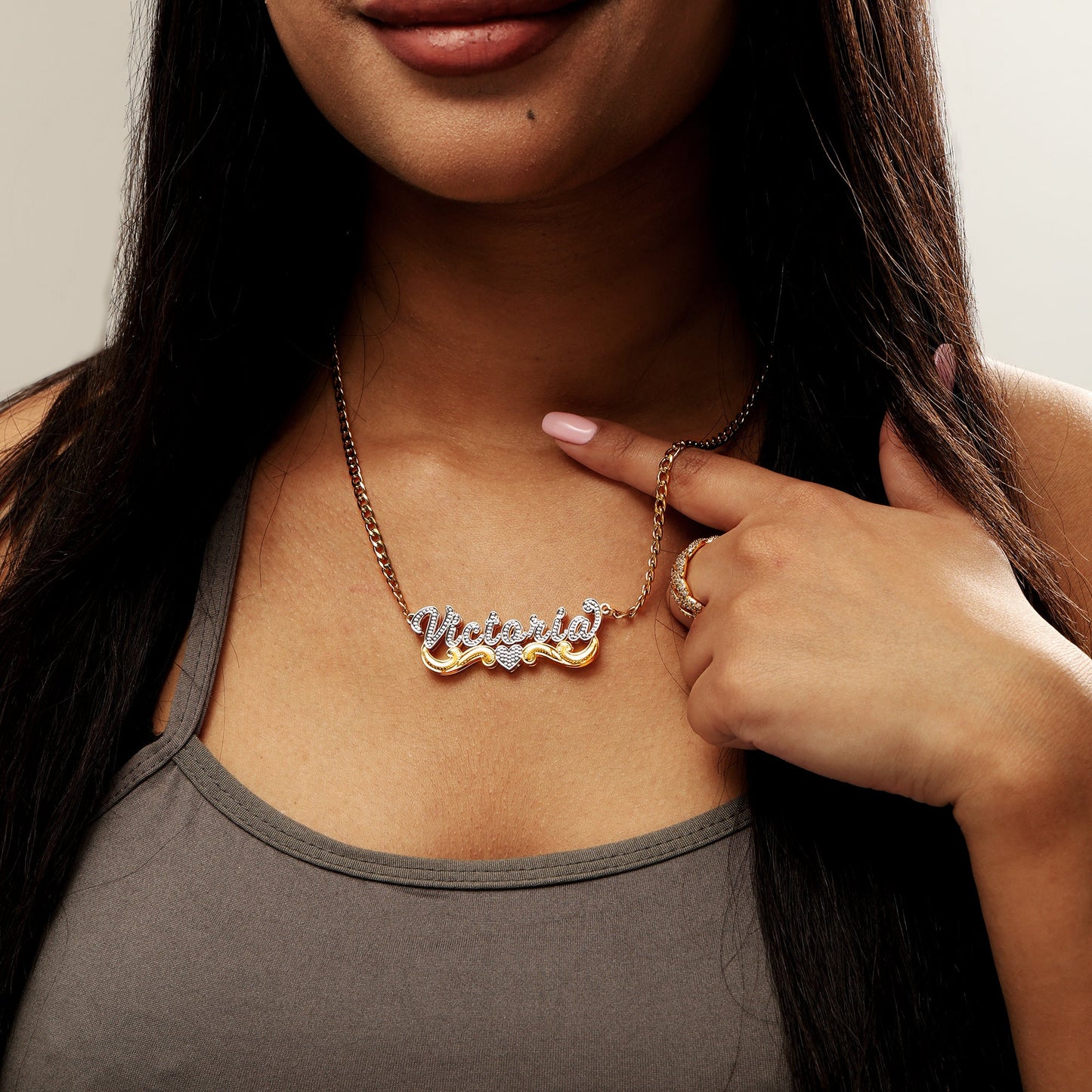 Double Plated Swiped Name Necklace