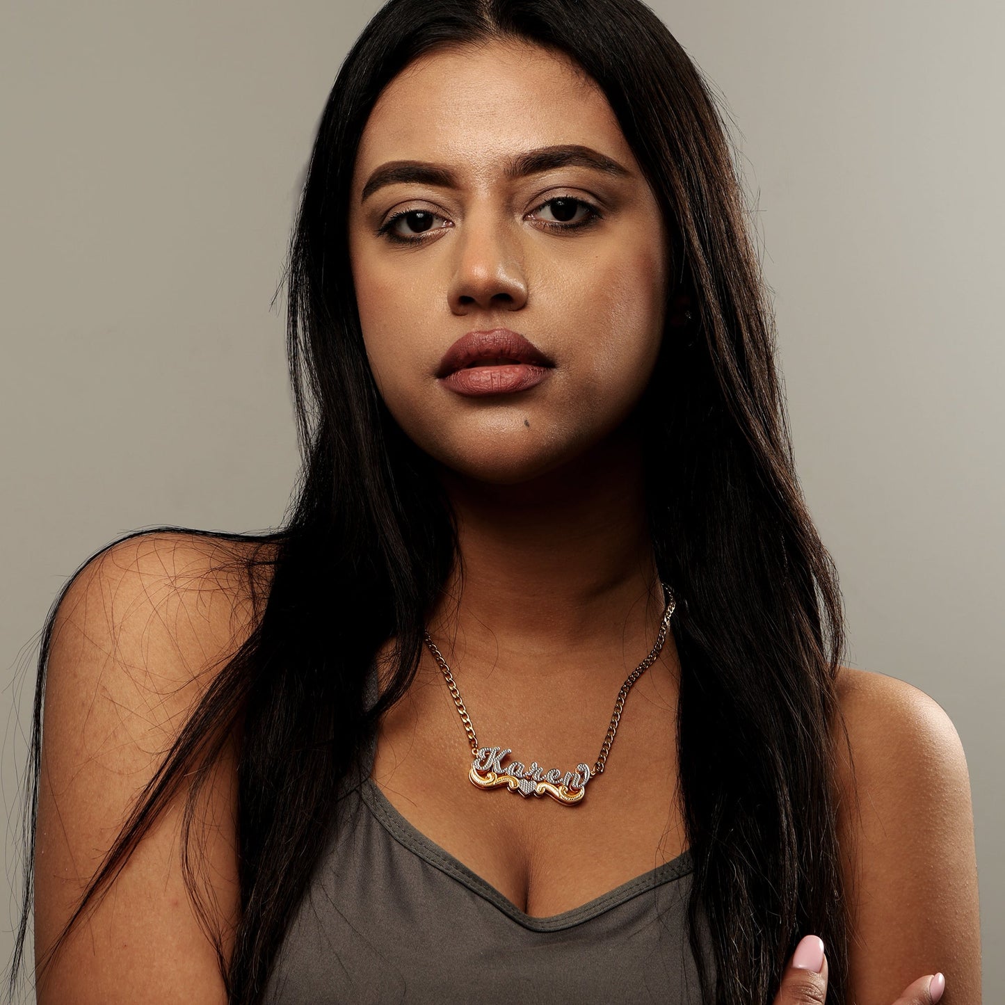 Double Plated Swiped Name Necklace