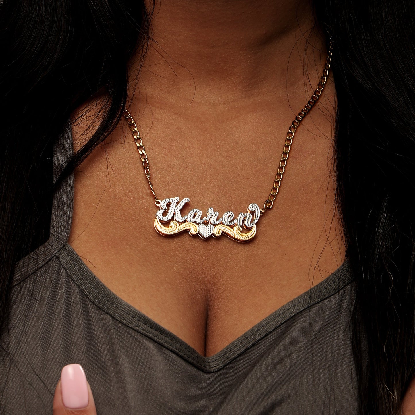 Double Plated Swiped Name Necklace