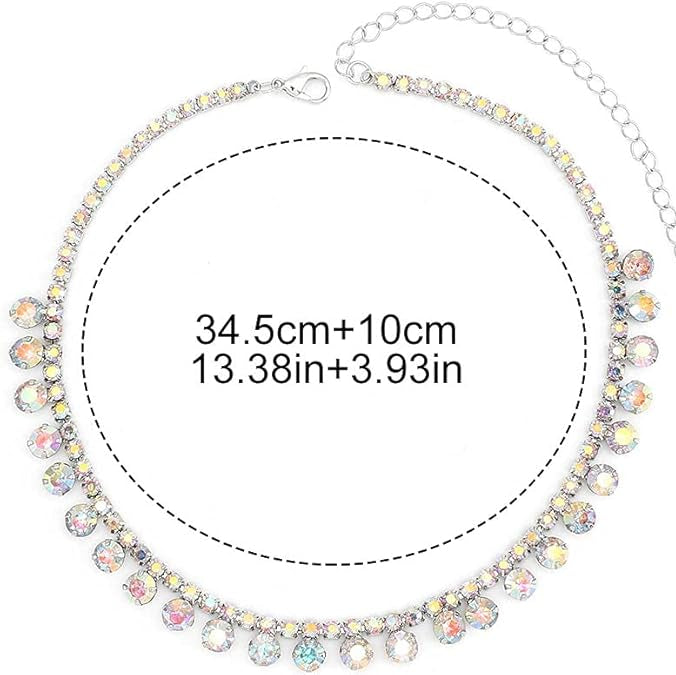 Silver Rhinestone Choker Necklace Dazzling Crystal Row Necklace Party & Evening Jewelry