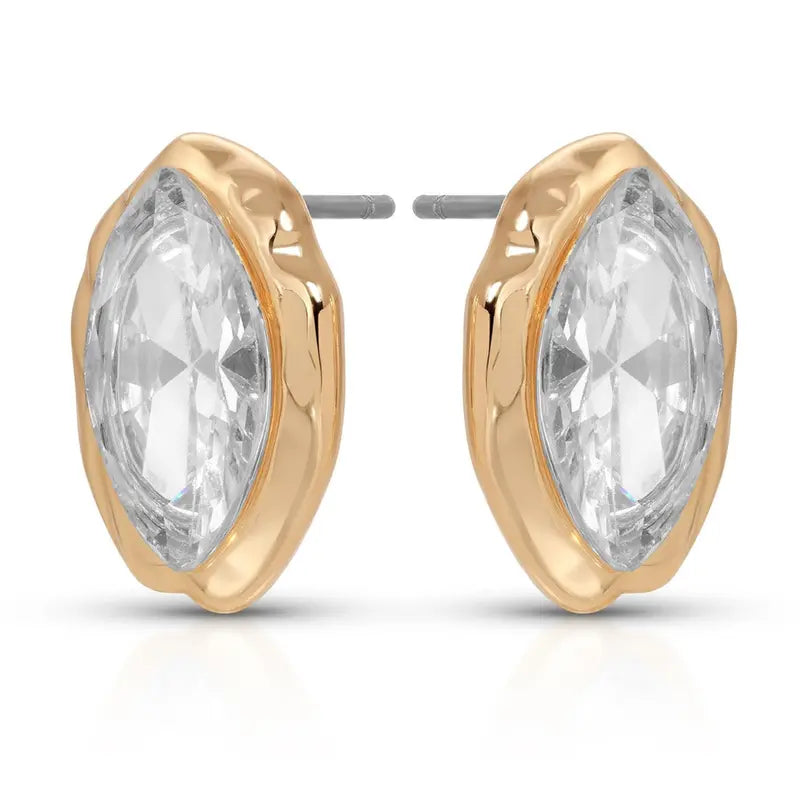Luxe Mini Stud Earrings | 18K Gold Plated Dainty CZ Studs with Clear Gemstone