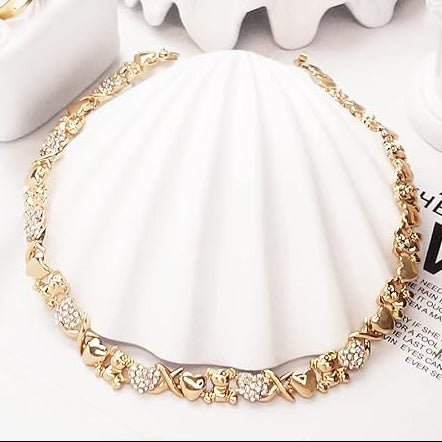 Bear Hug Heart Diamond XO Necklace