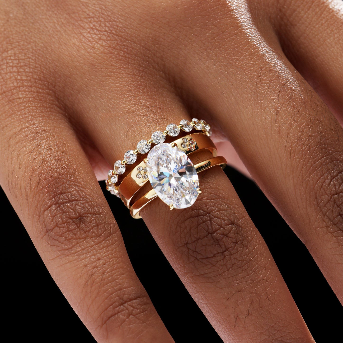 Noble Oval Cut 3 Pieces Ring Set