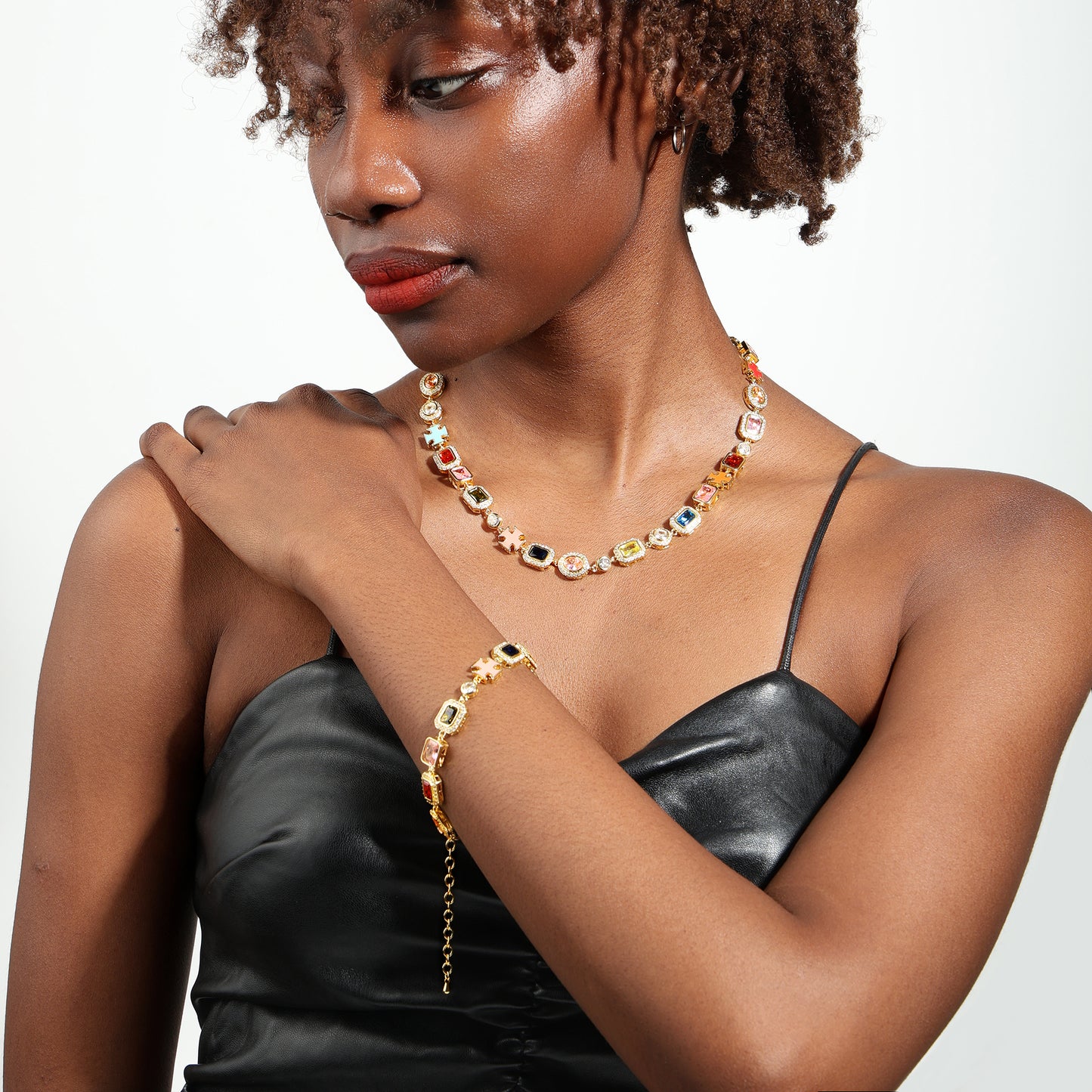 Gold Solstice Bundle (Gemstone Necklaceļ¼ Bracelet)