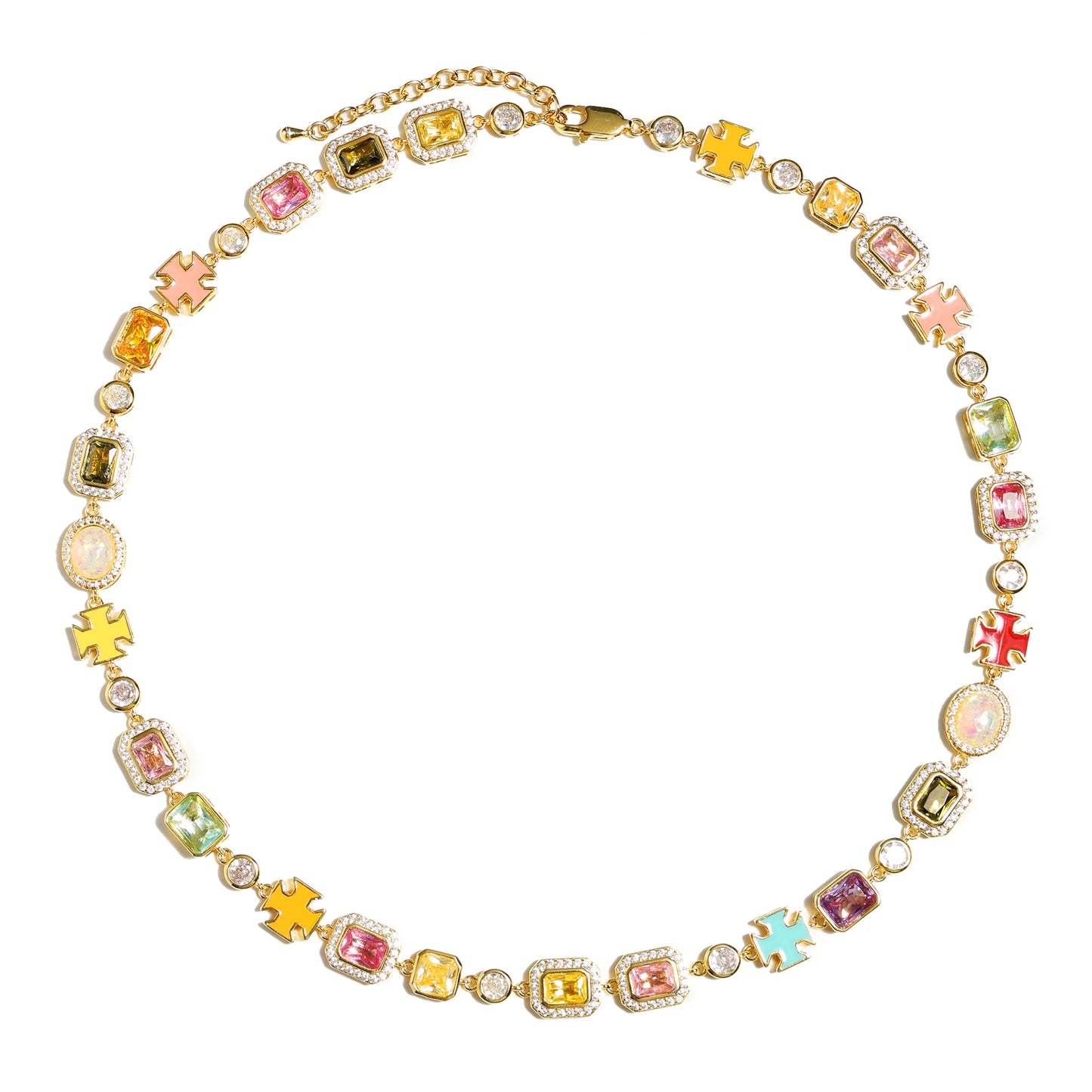 Pink Multi Gemstone Motif Bracelet