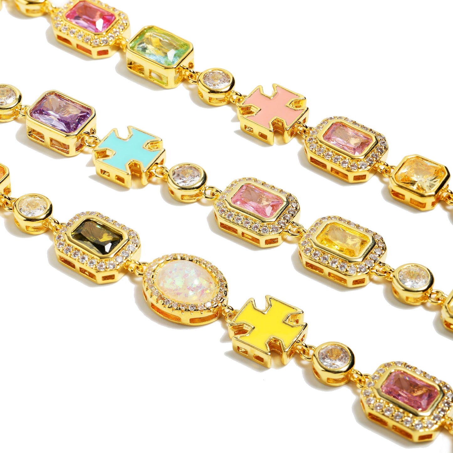 Pink Multi Gemstone Motif Bracelet