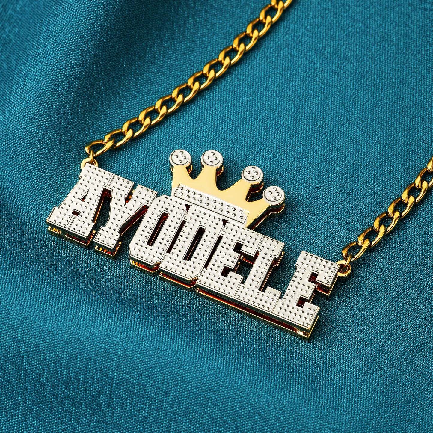 Double Plated Crown Name Necklace