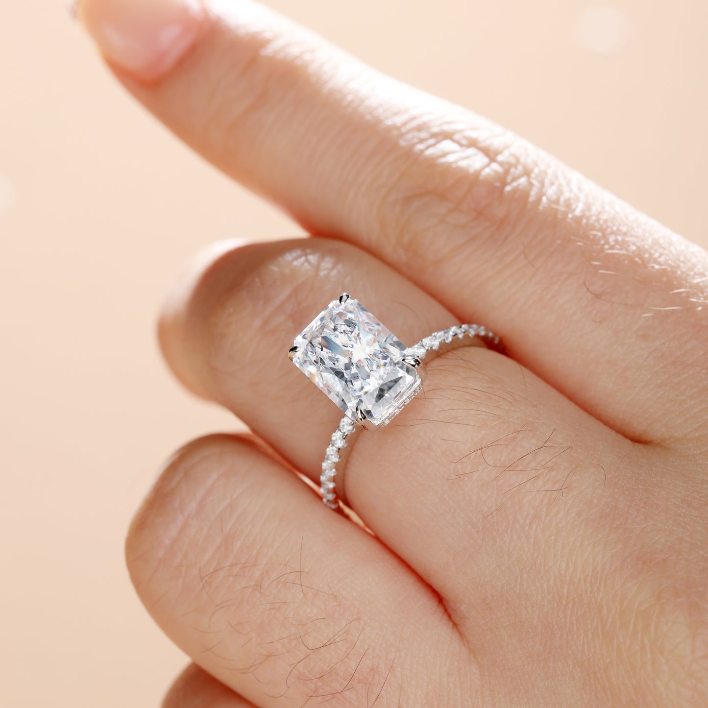 Elegant Sterling Silver Radiant Cut Ring