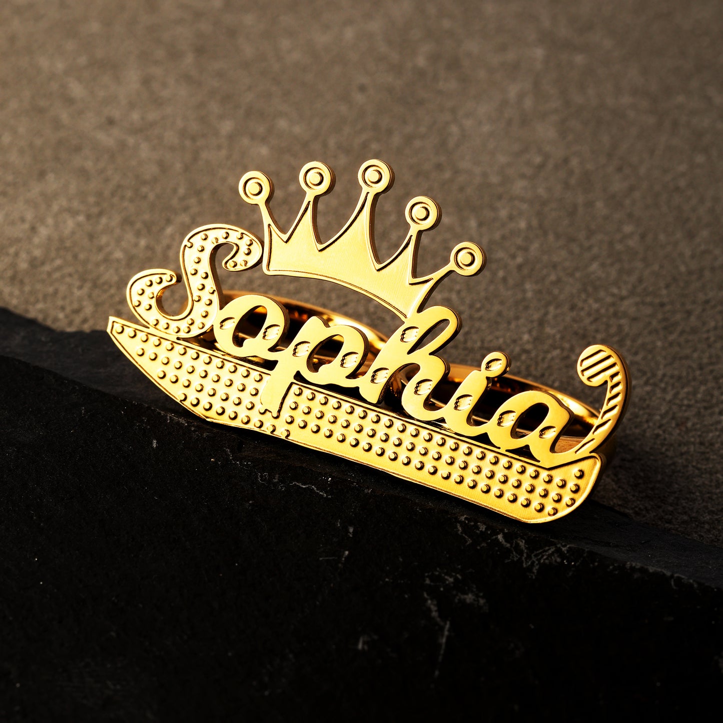 Two Finger Crown Name Ring