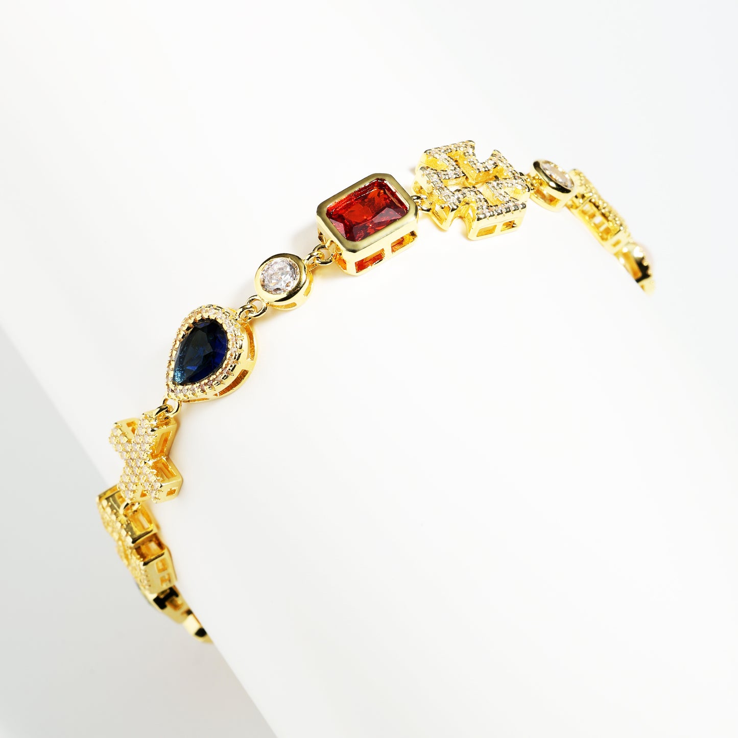 Multi Gemstone & Cross Anklet