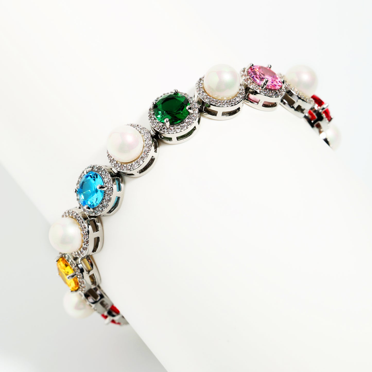 Silver Rainbow Serenade Gemstone Necklace