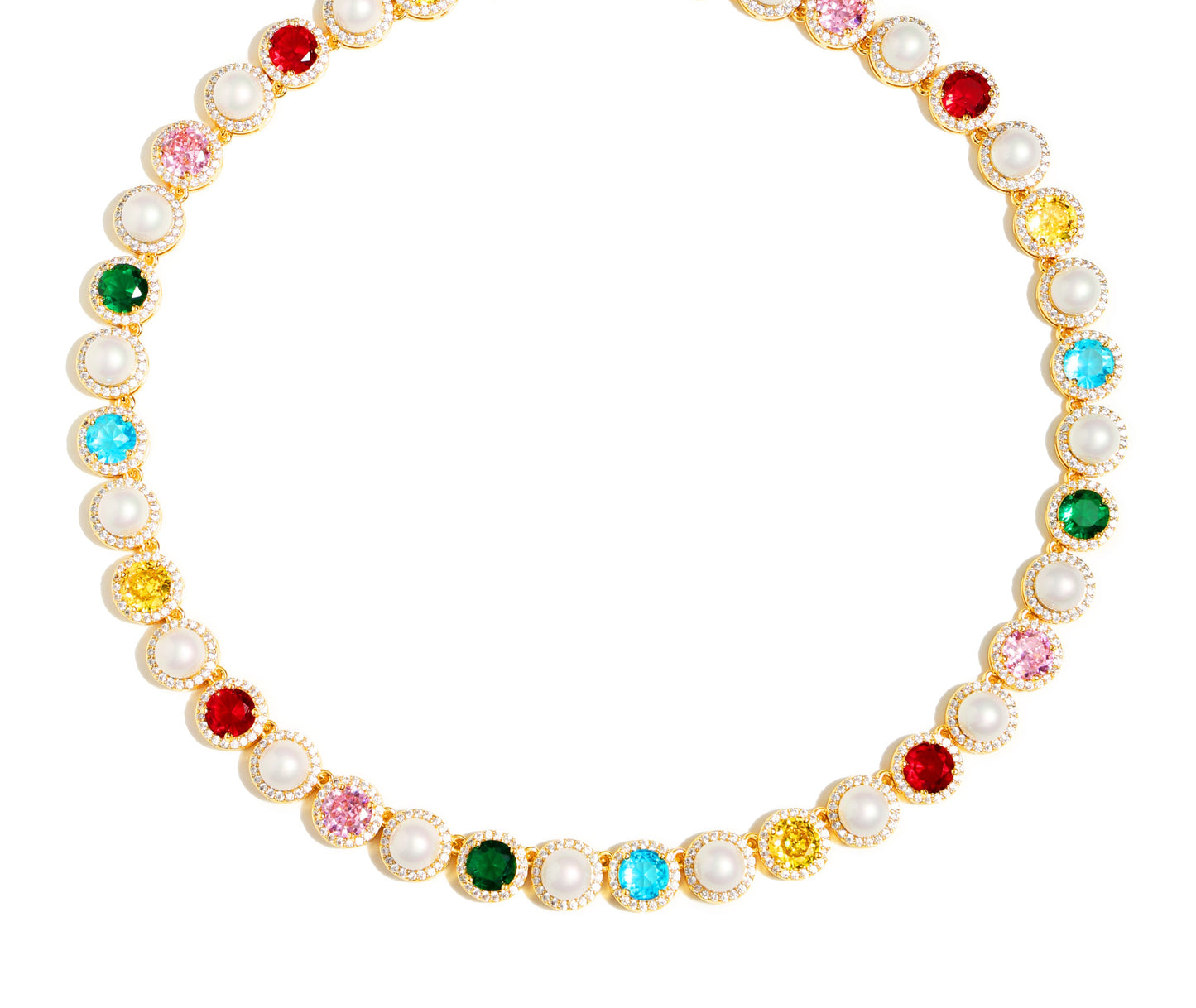Gold Rainbow Serenade Gemstone Necklace