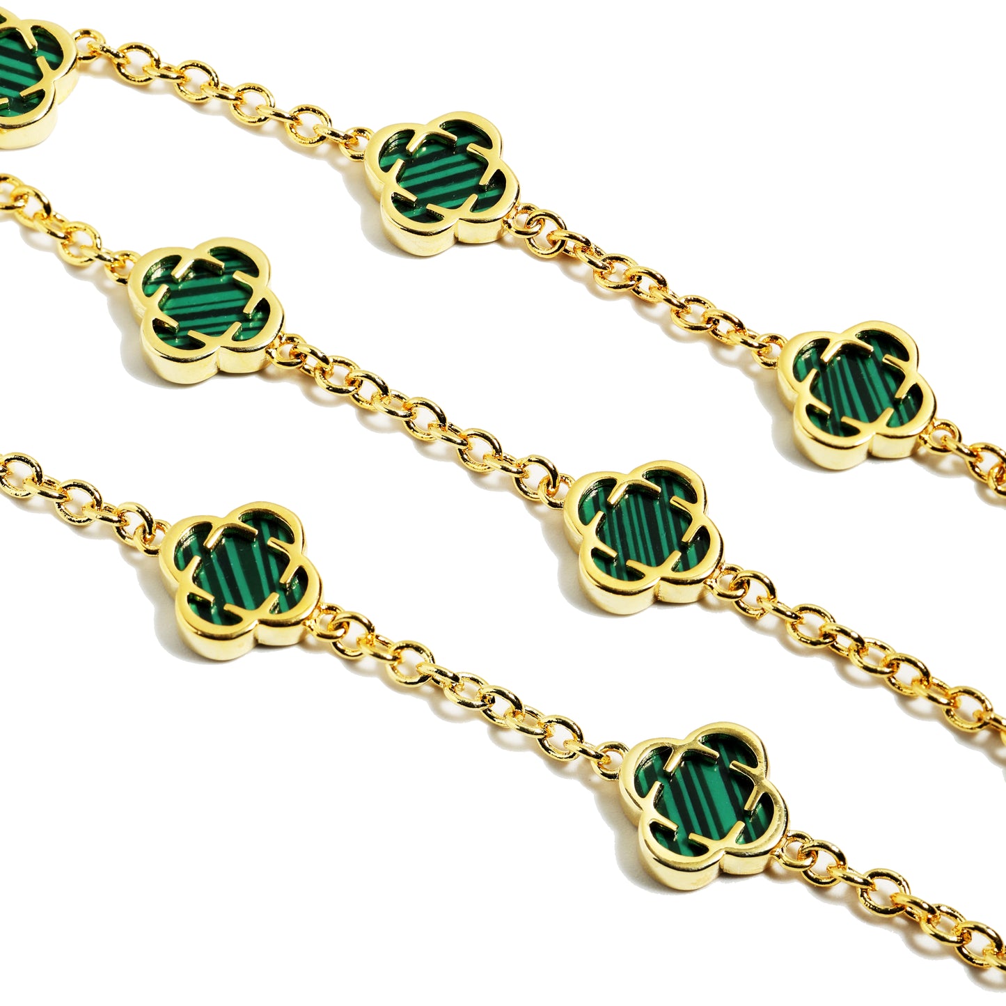 Malachite Clover Gemstone Necklace