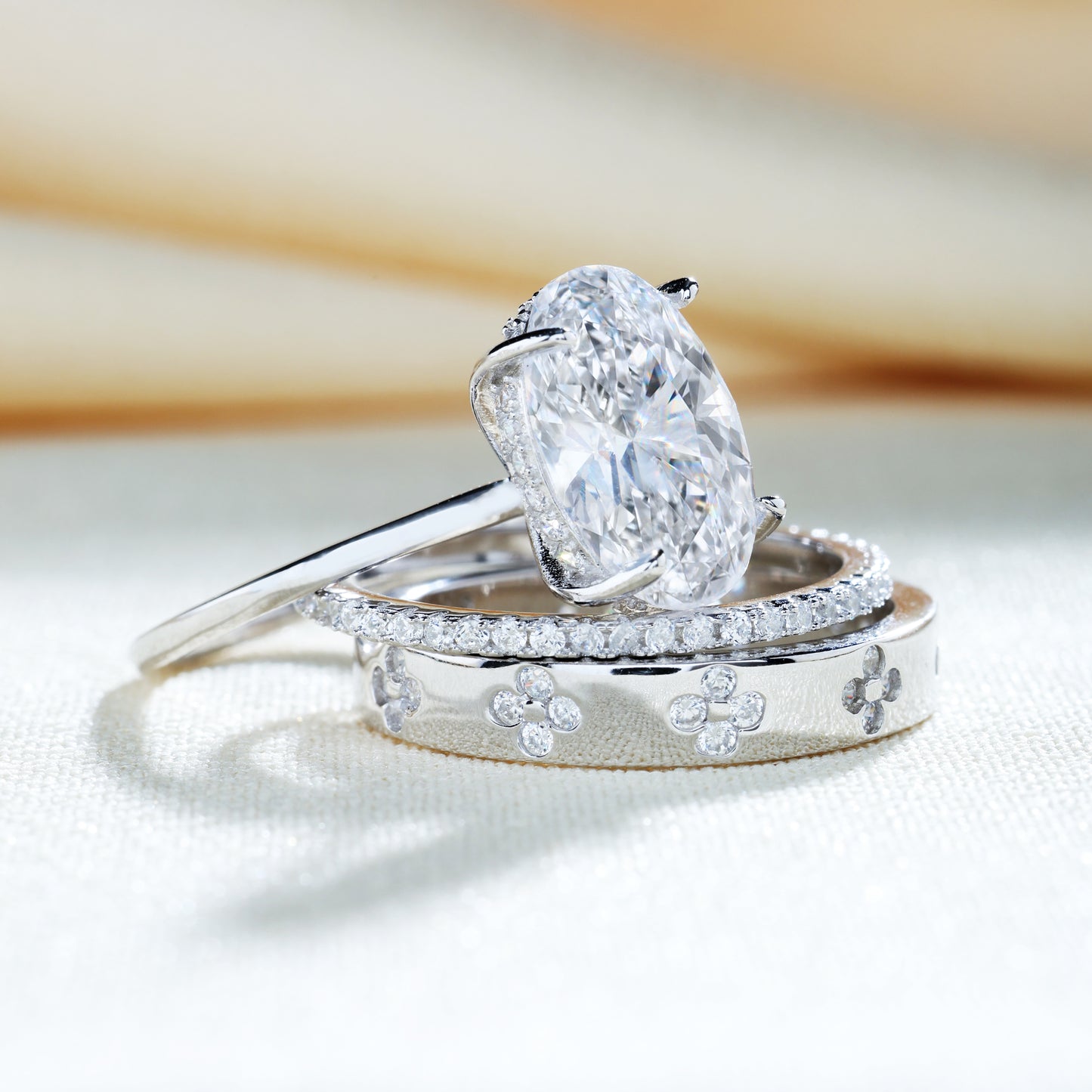 Noble Oval Cut 3 Pieces Ring Set