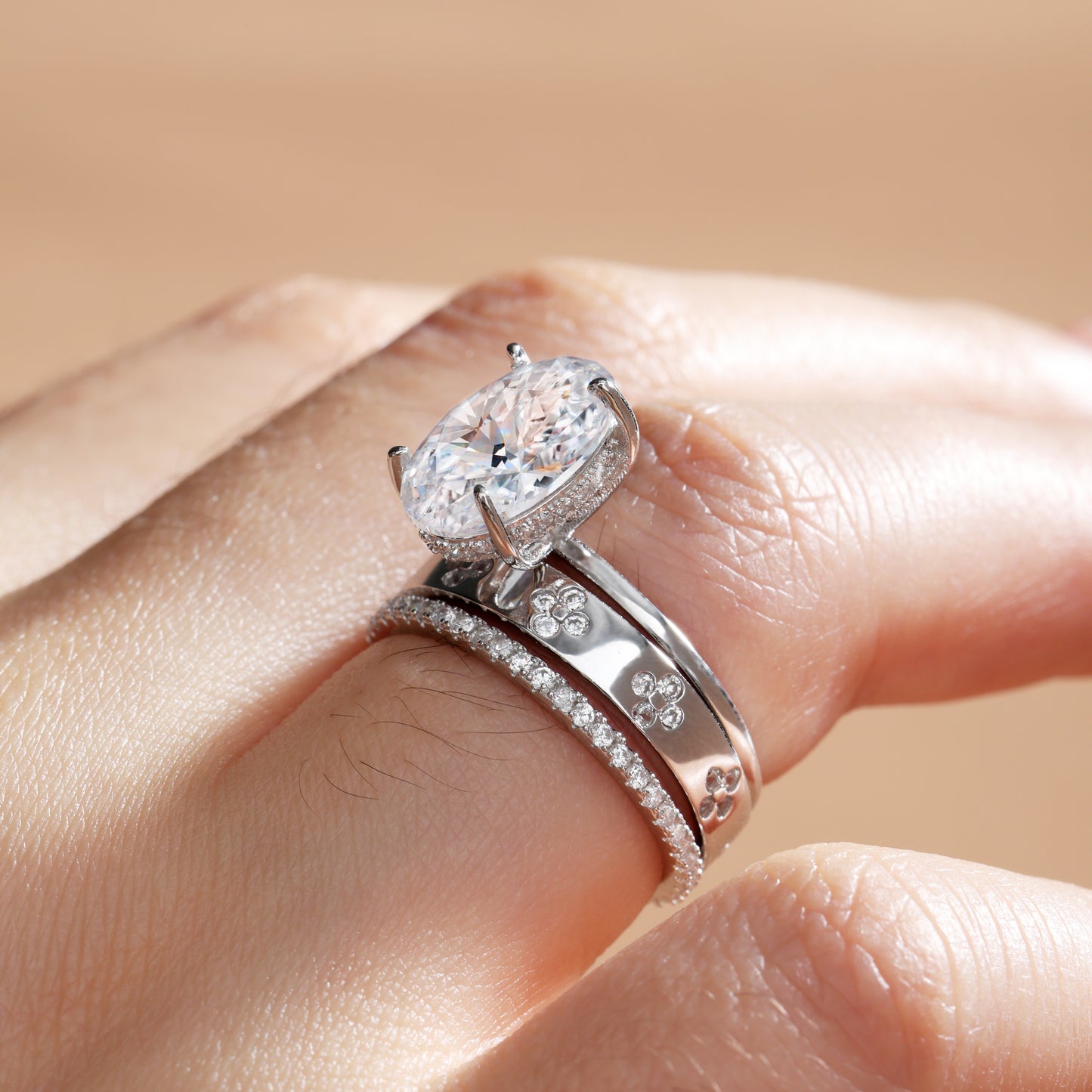 Noble Oval Cut 3 Pieces Ring Set