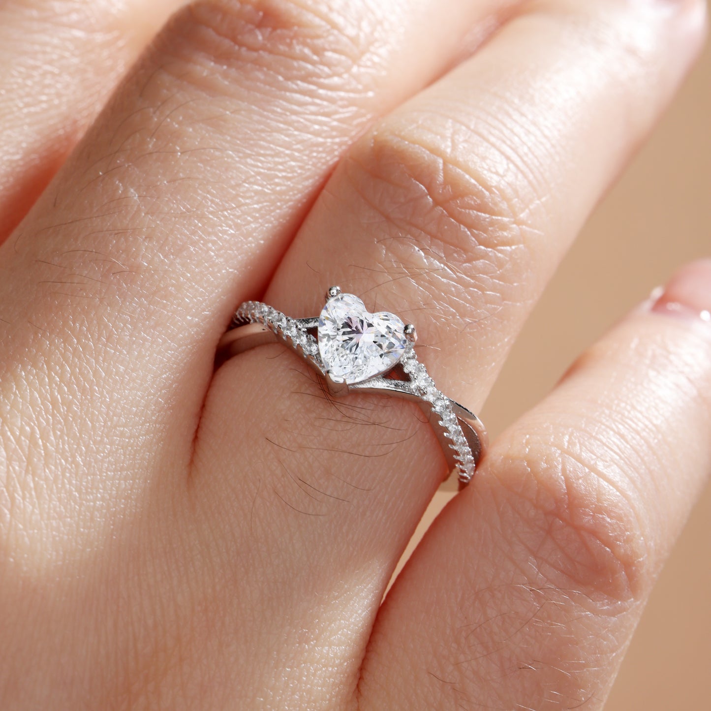 Twist Heart Cut Sterling Silver Ring