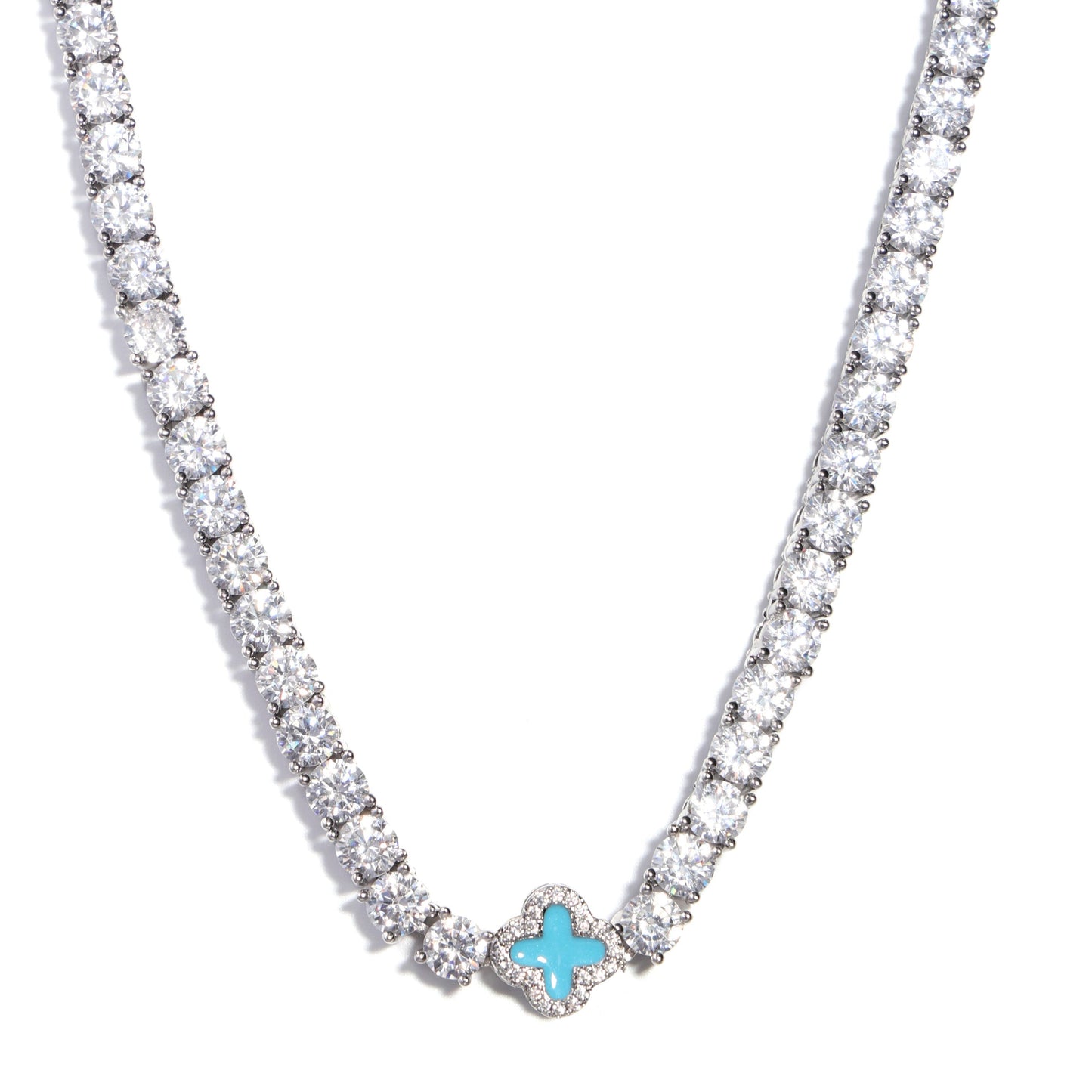 Baby Blue Tennis Gemstone Necklace
