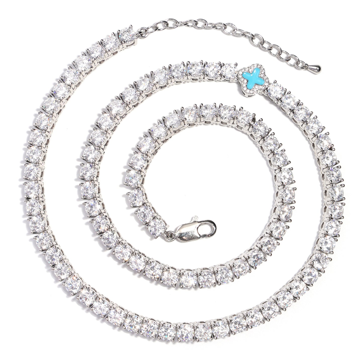 Baby Blue Tennis Gemstone Necklace