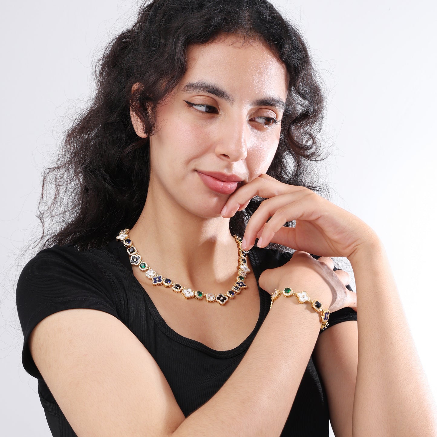 Gold Midnight Garden Gemstone Necklace