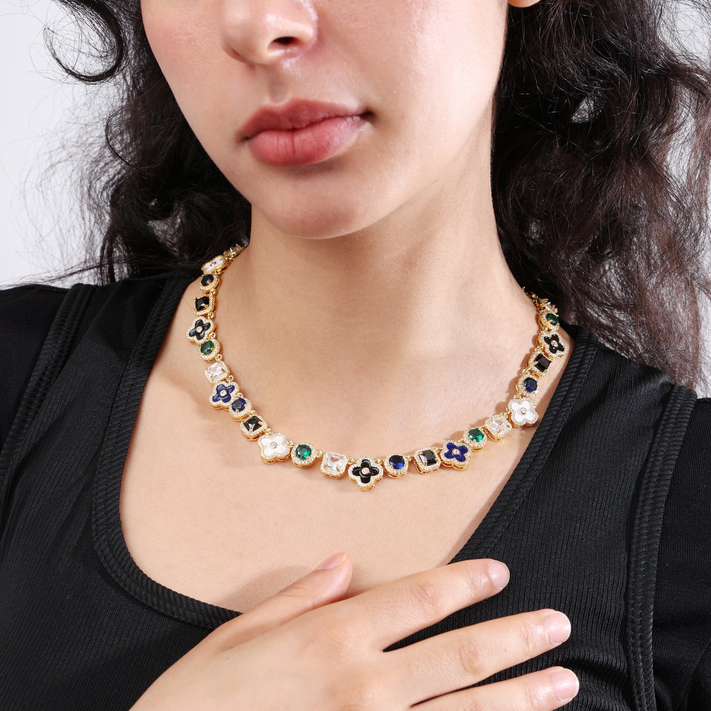 Gold Midnight Garden Gemstone Necklace