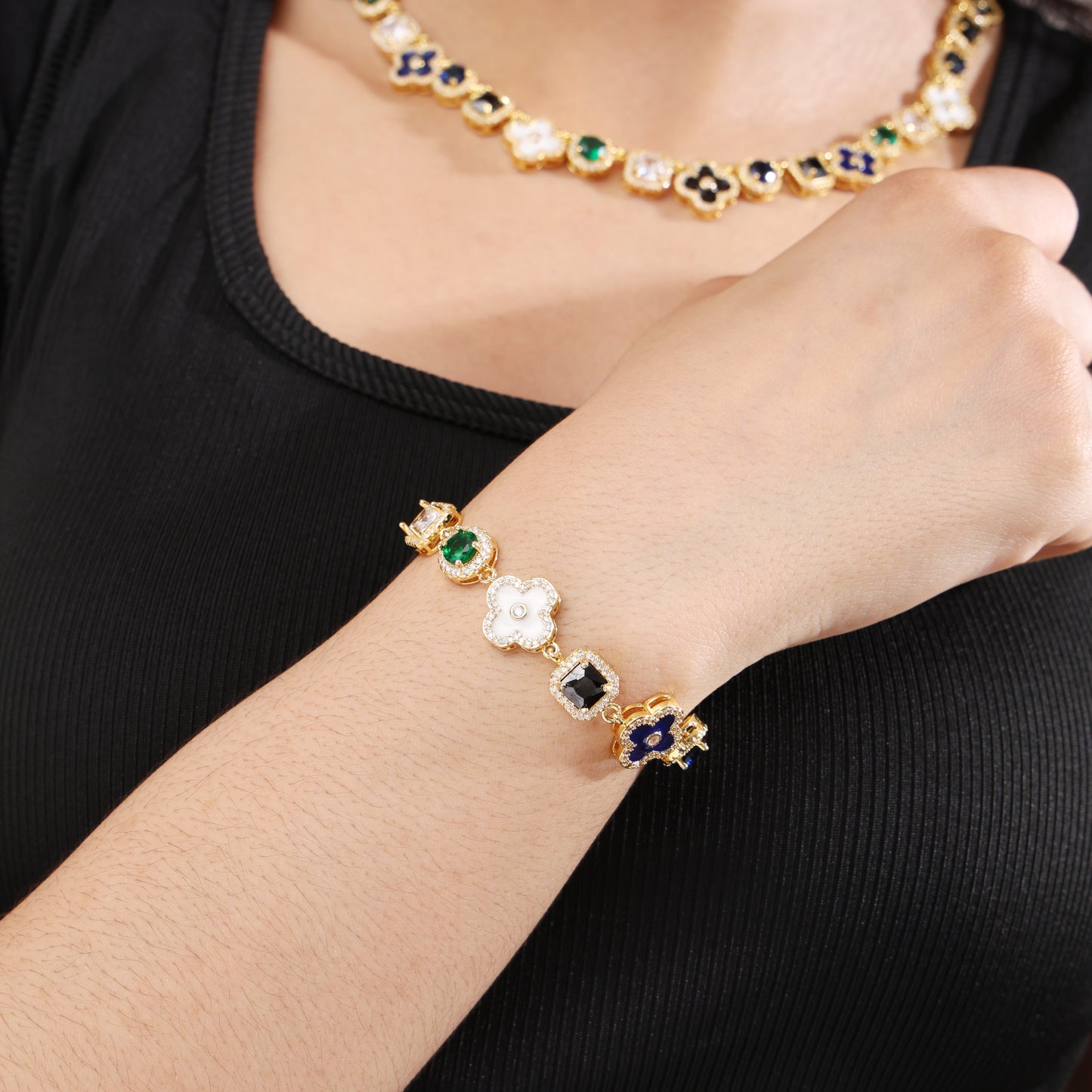 Gold Midnight Garden Gemstone Necklace