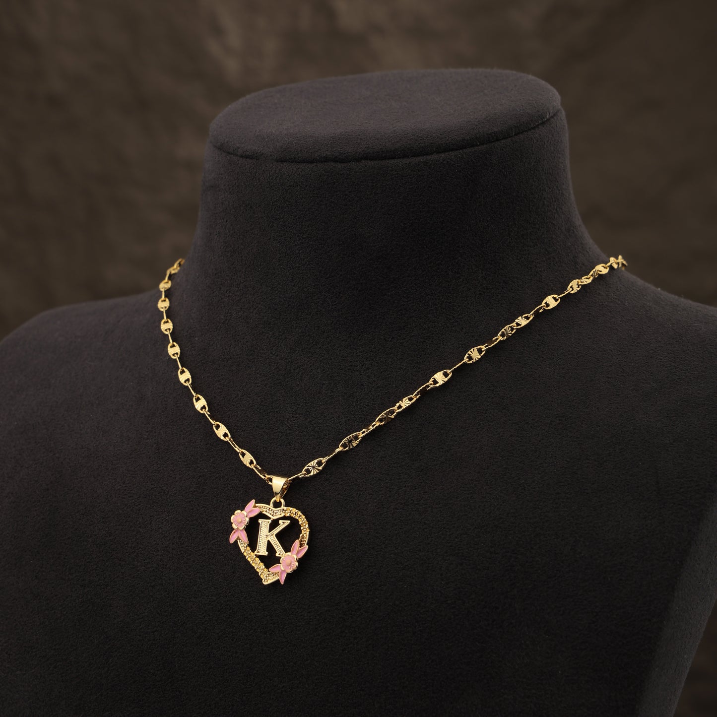 A-Z Letter Heart Shaped Initial Pendant Necklace