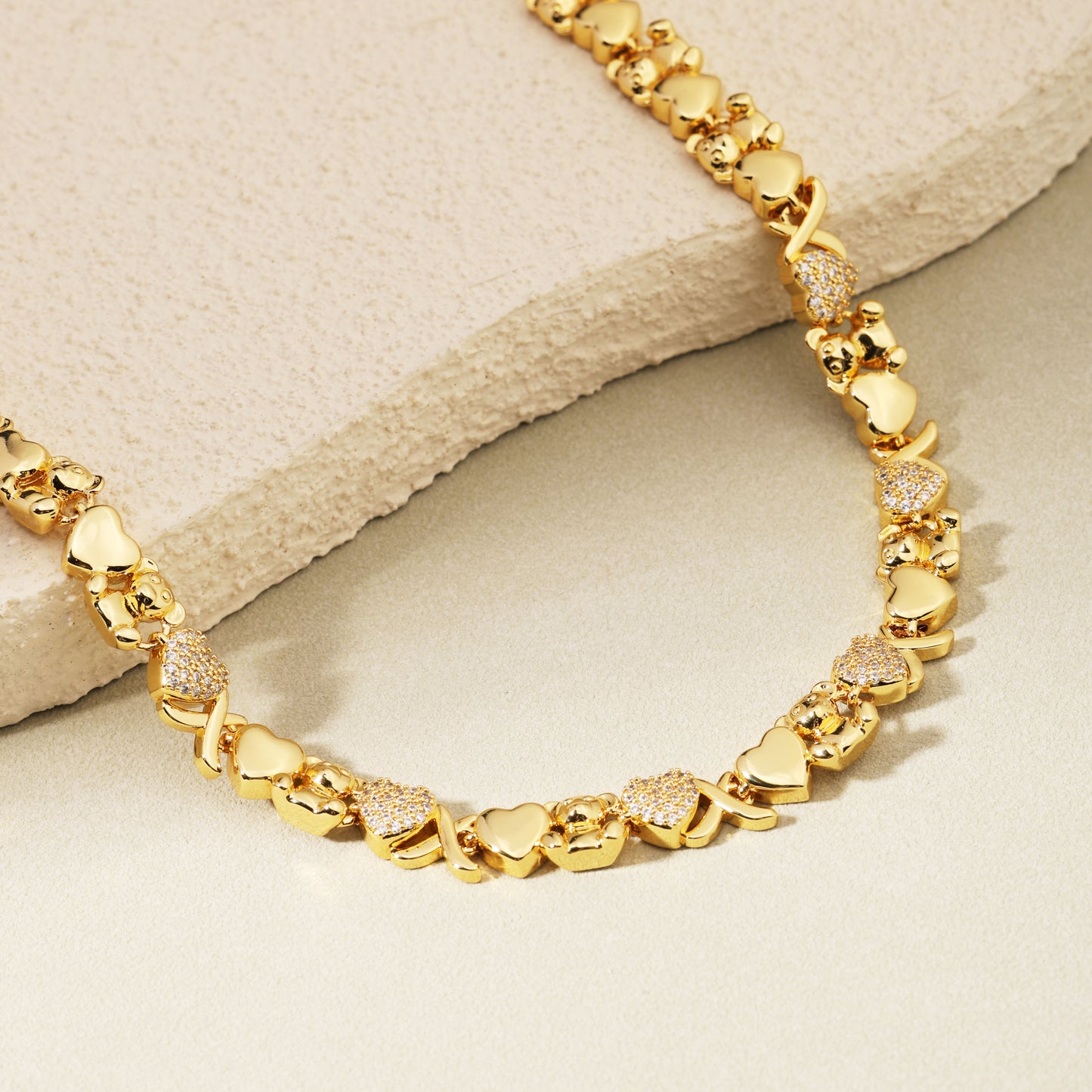 Bear Hug Heart Diamond XO Necklace