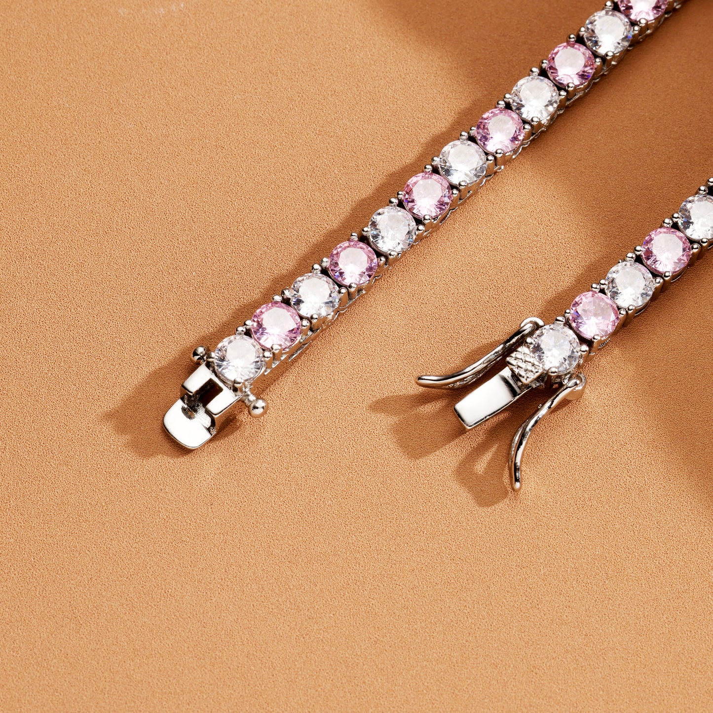 4MM White & Pink Iced Out Tennis Chain