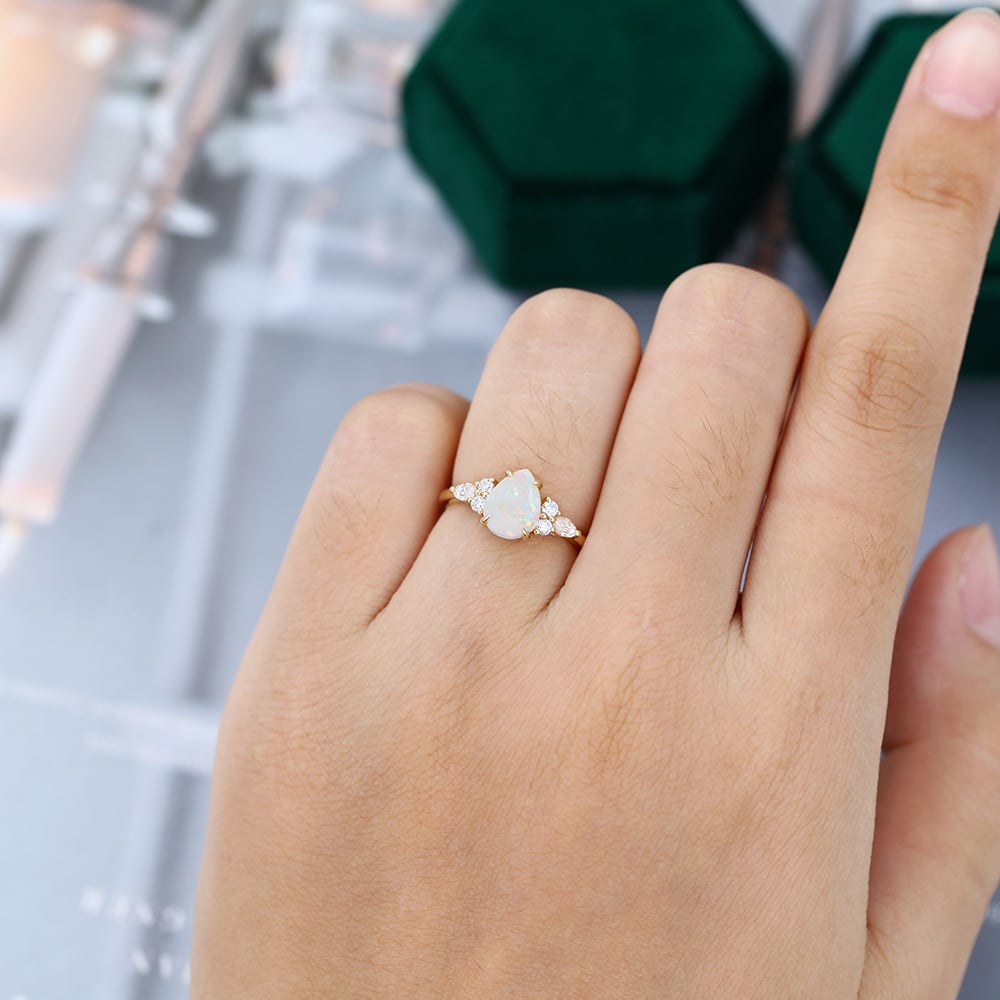 Pear Shaped Opal Engagement Ring
