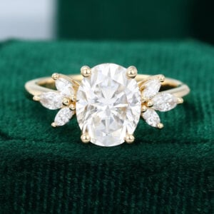 Yellow Gold Oval Moissanite Engagement Ring