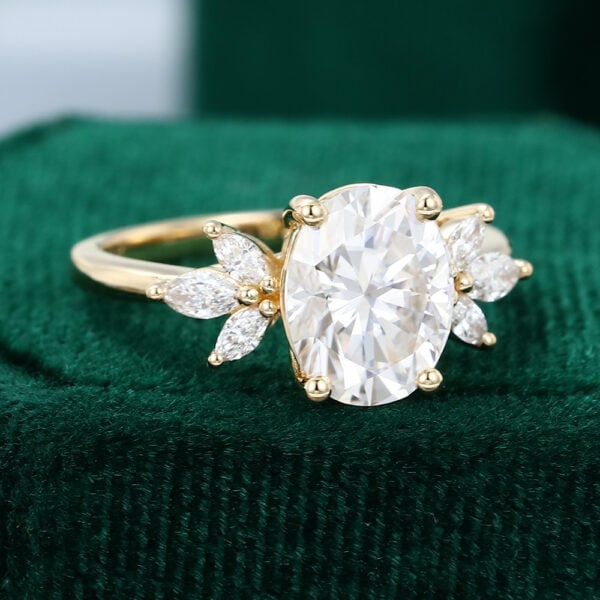 Yellow Gold Oval Moissanite Engagement Ring