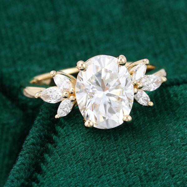 Yellow Gold Oval Moissanite Engagement Ring