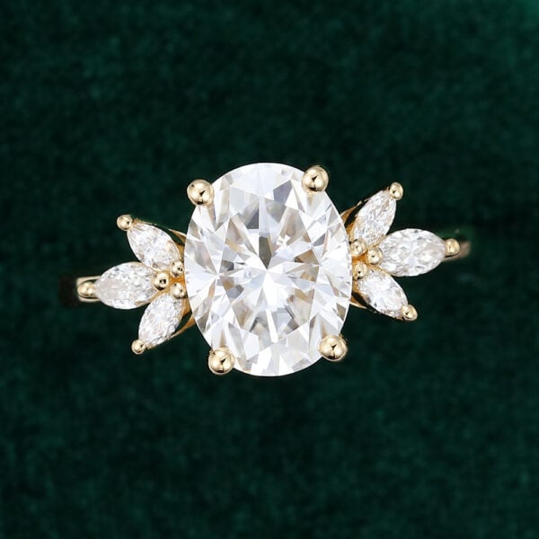 Yellow Gold Oval Moissanite Engagement Ring