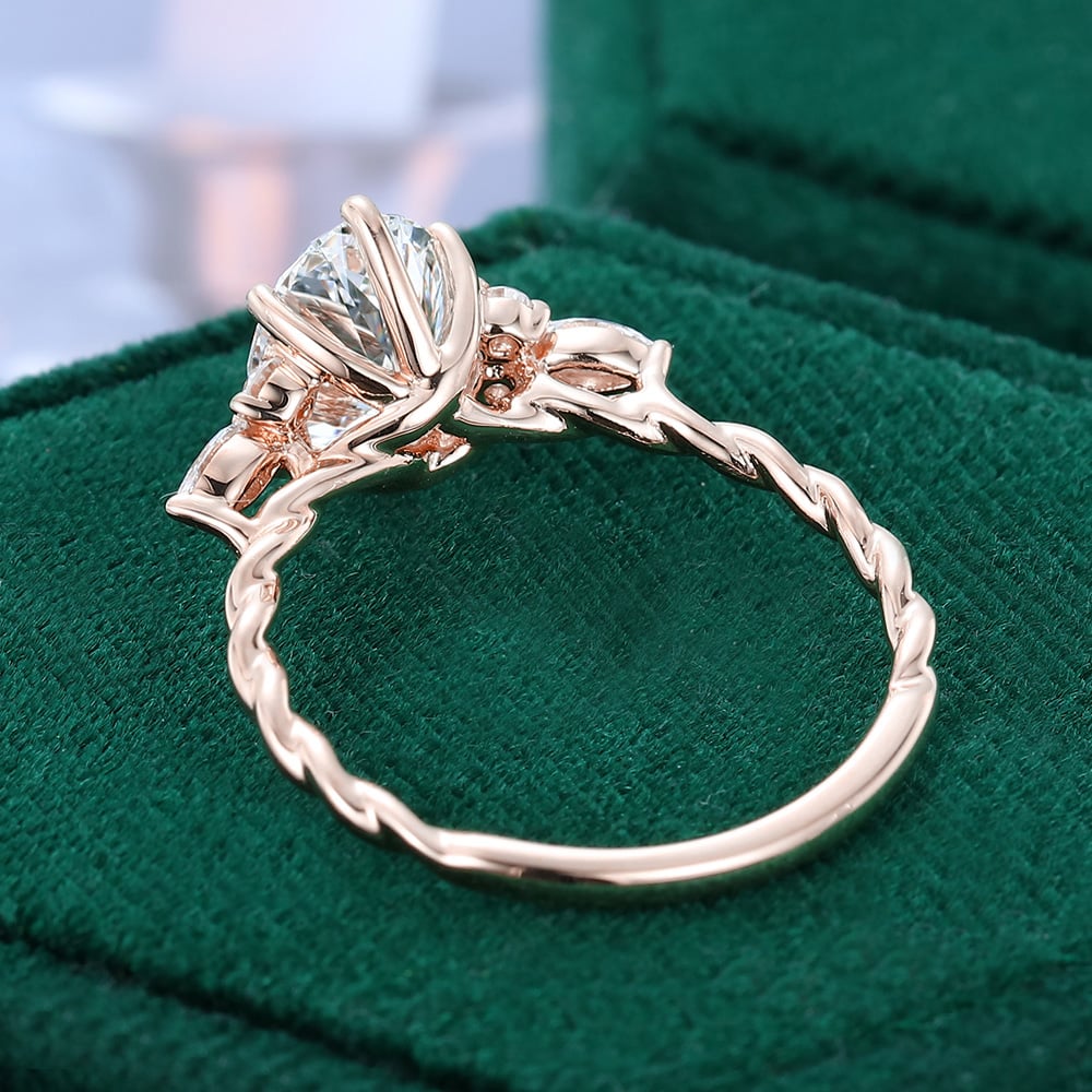 Oval Cut Moissanite Twisted Band Classic Side Stone Engagement Ring