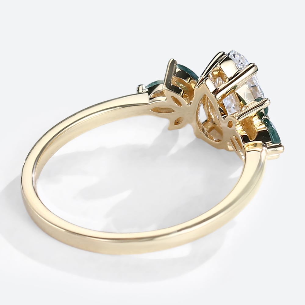 Pear Shaped Moissanite Engagement Rings Marquise Accented Bridal Ring