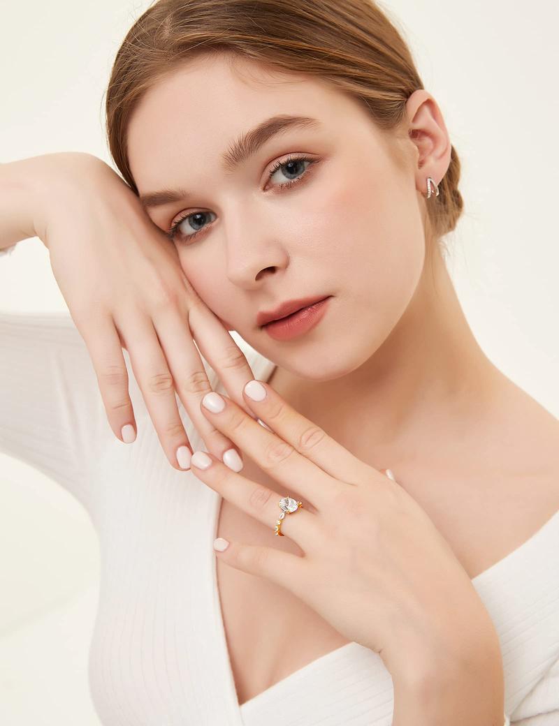 2CT Enagement Rings Oval Cut Promise Ring