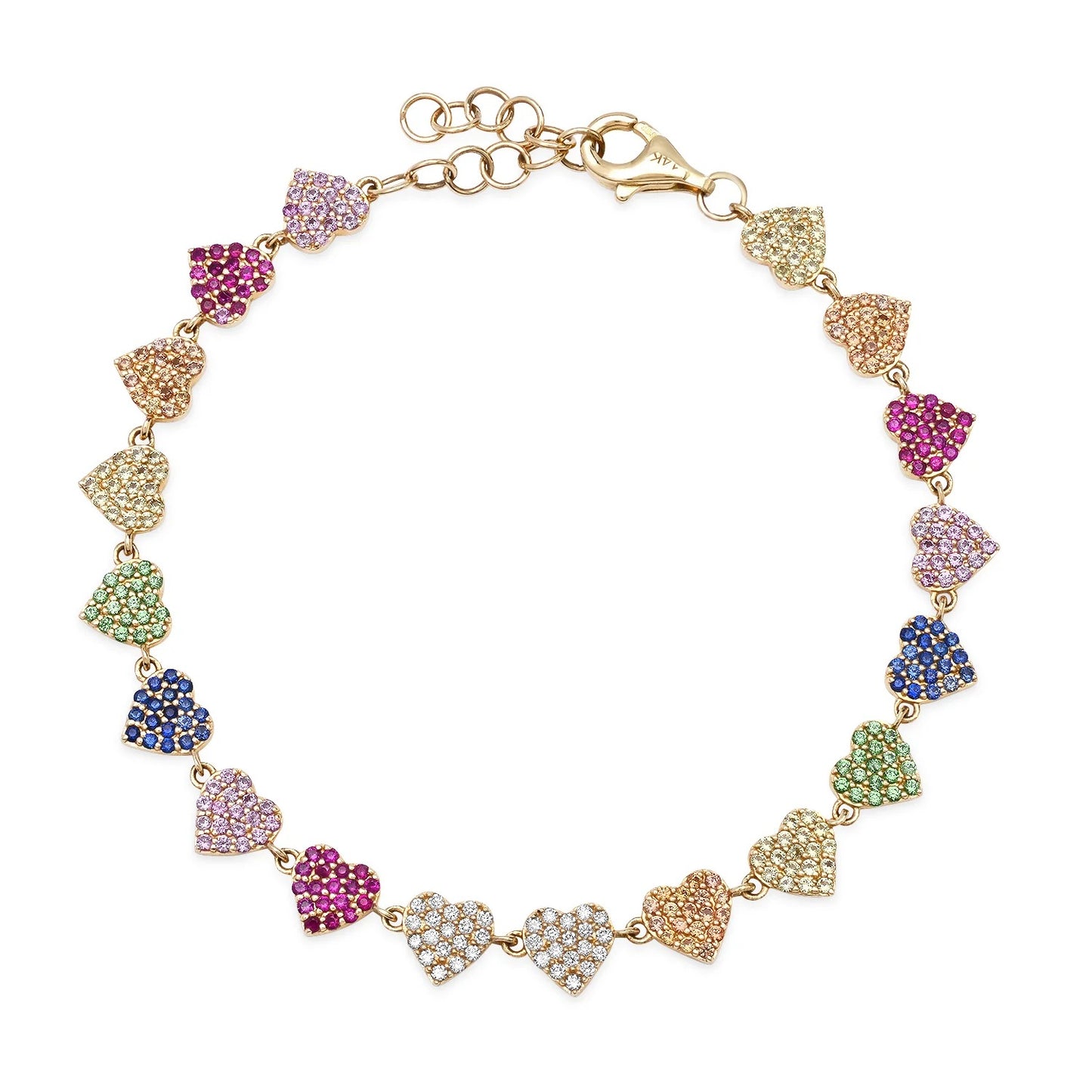 Dainty Love Charms: Multi-Color Diamond Heart Necklace