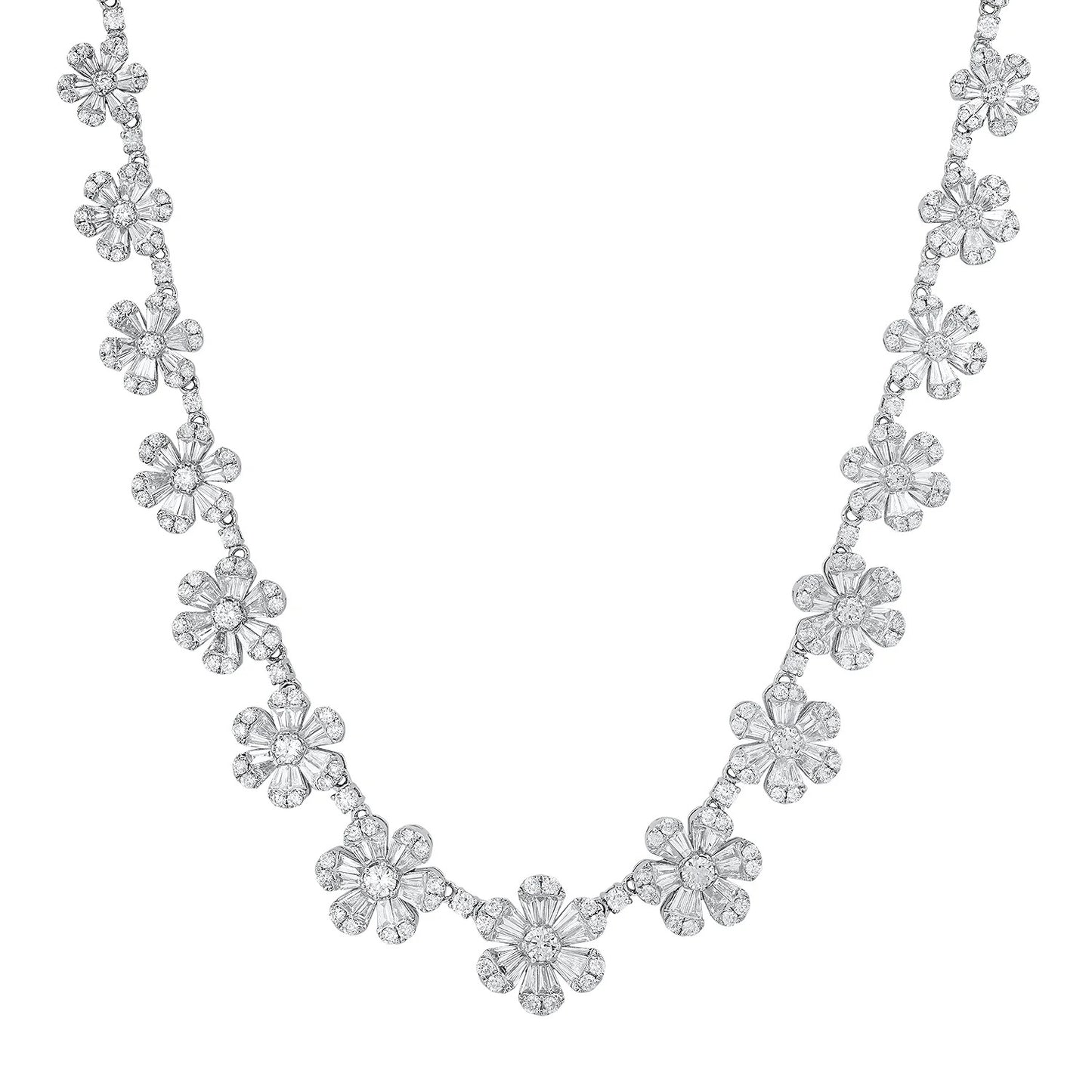 Starlight Blossom: Full-Pave Diamond Flower Necklace