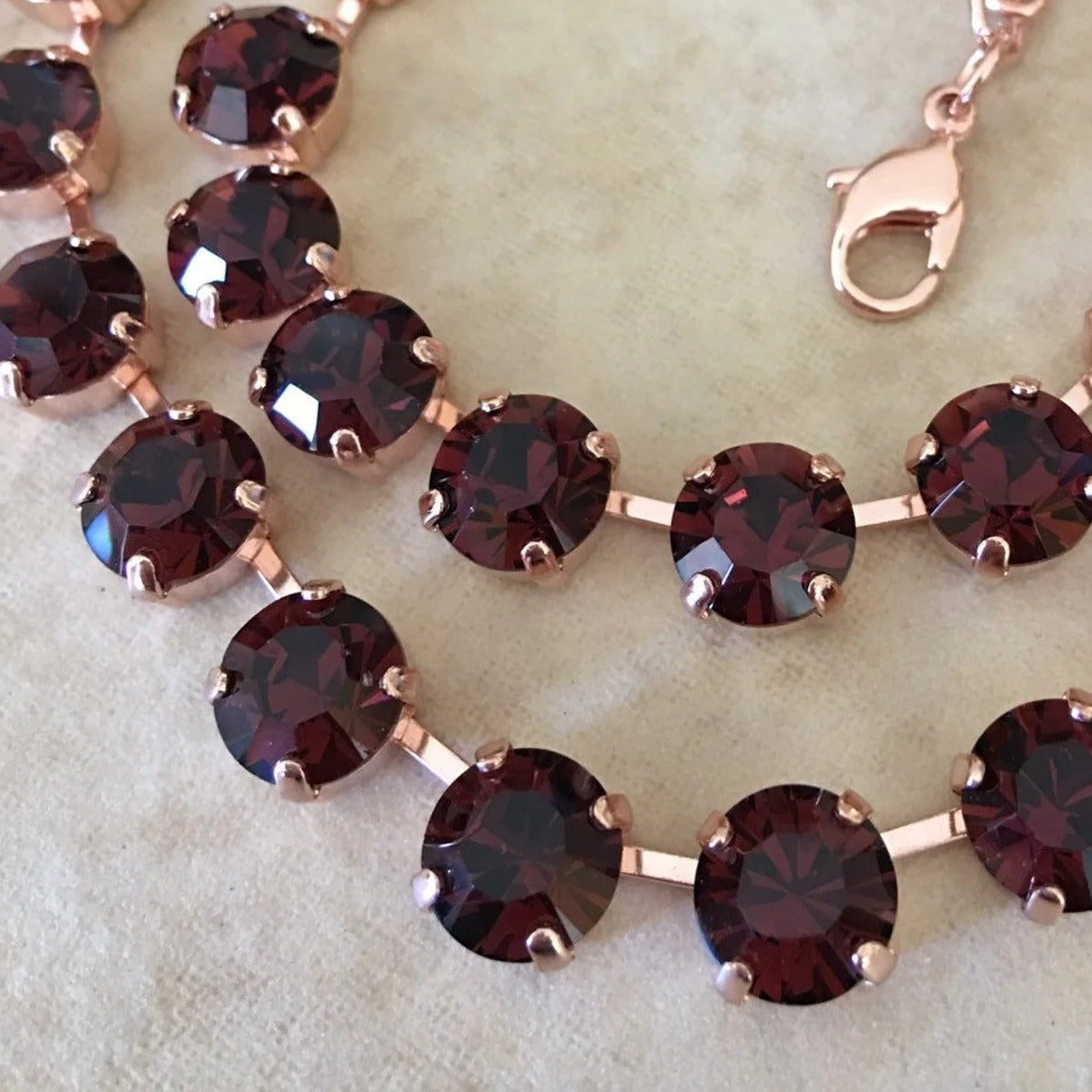 Velvet Wine: Crimson Crystal Tennis Necklace
