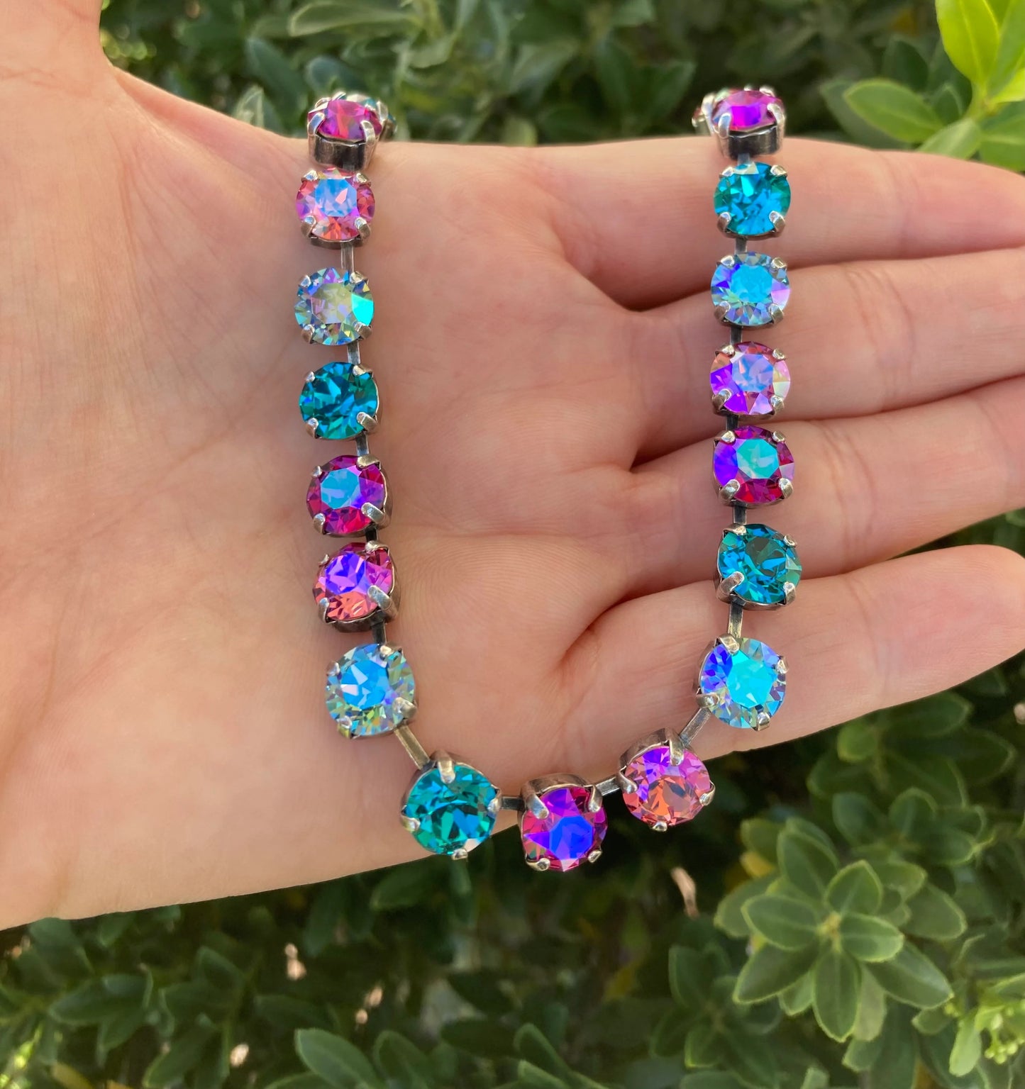Ocean Twilight: Blue-to-Violet Crystal Necklace