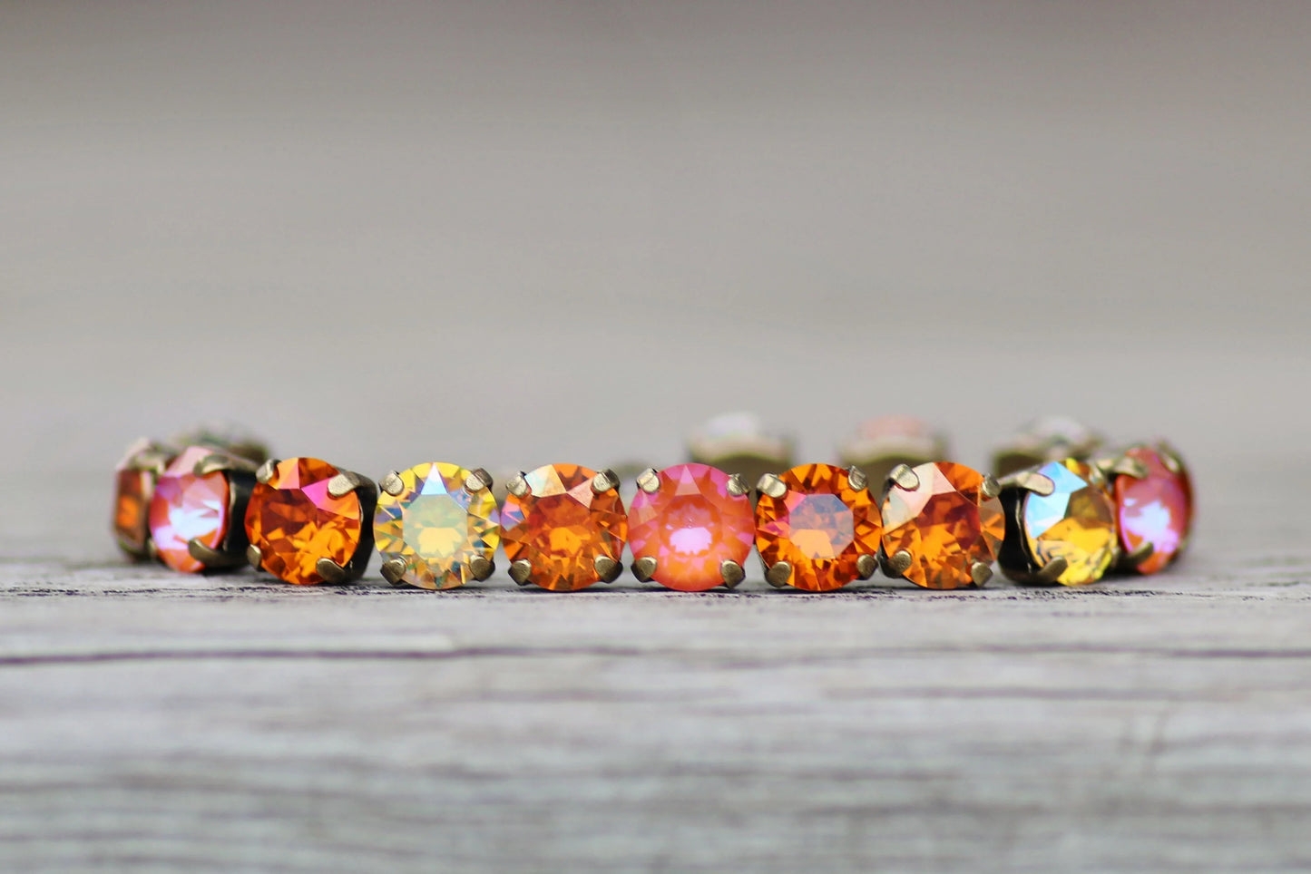 Autumn Ember: Orange Crystal Tennis Necklace