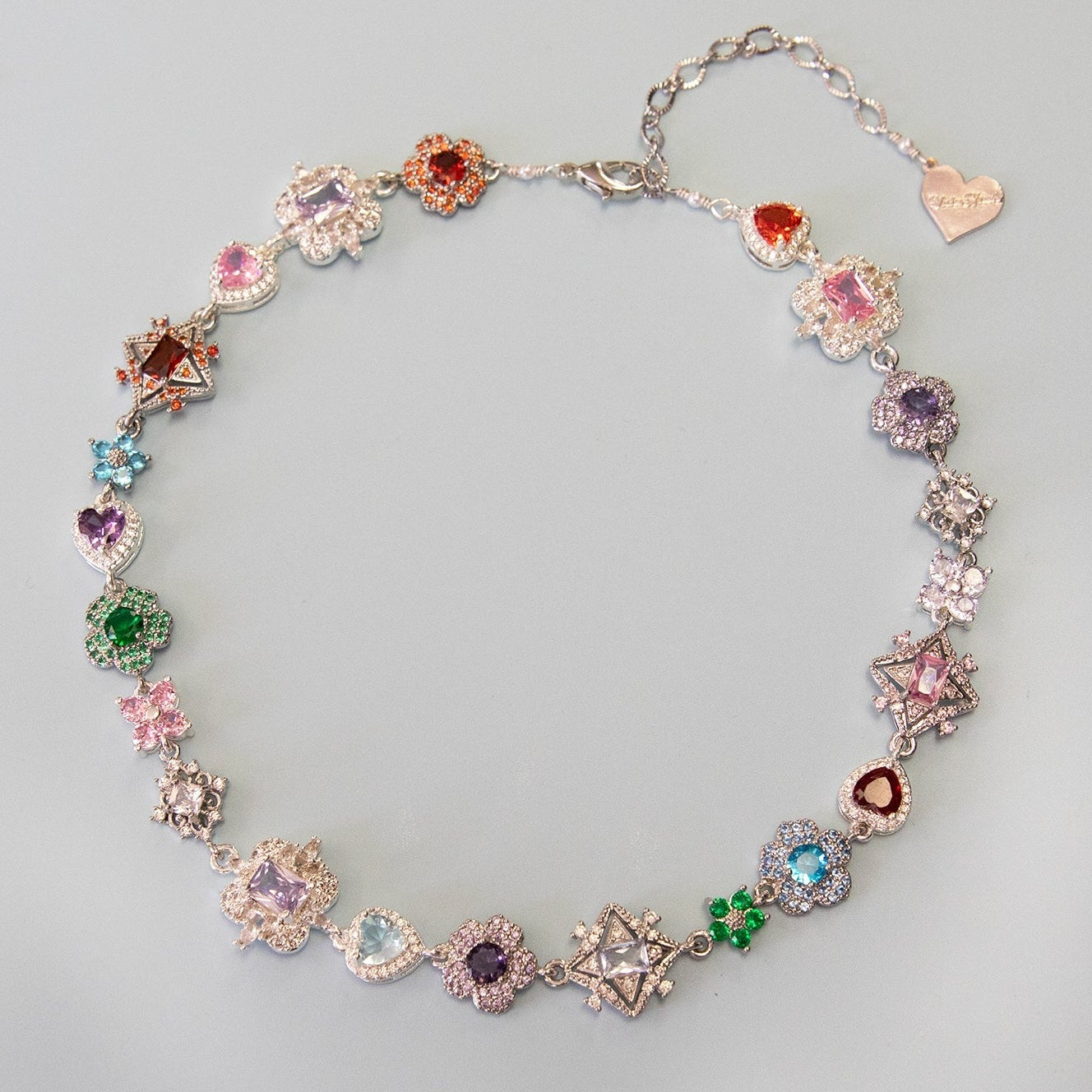 Antique Bloom Multi-Cut Gemstone Statement Necklace