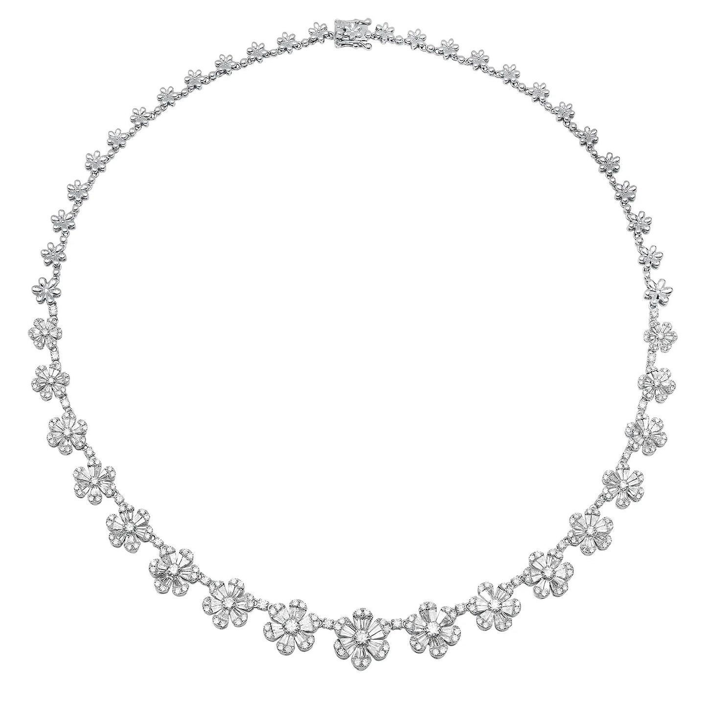Starlight Blossom: Full-Pave Diamond Flower Necklace