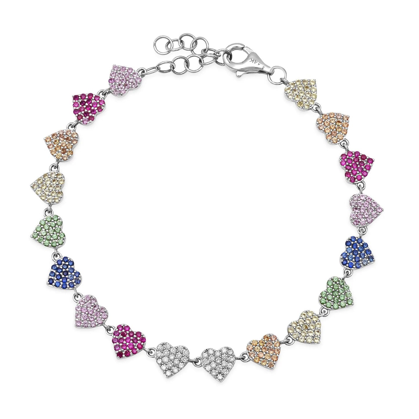 Dainty Love Charms: Multi-Color Diamond Heart Necklace