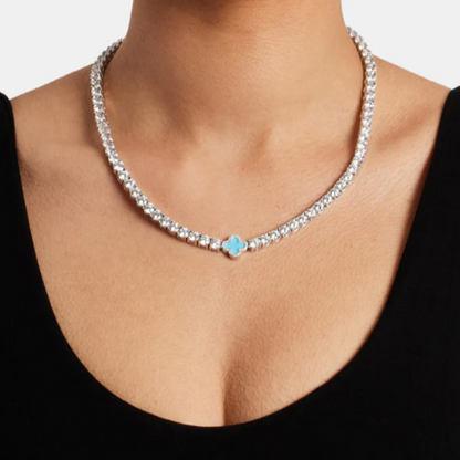 Baby Blue Tennis Gemstone Necklace