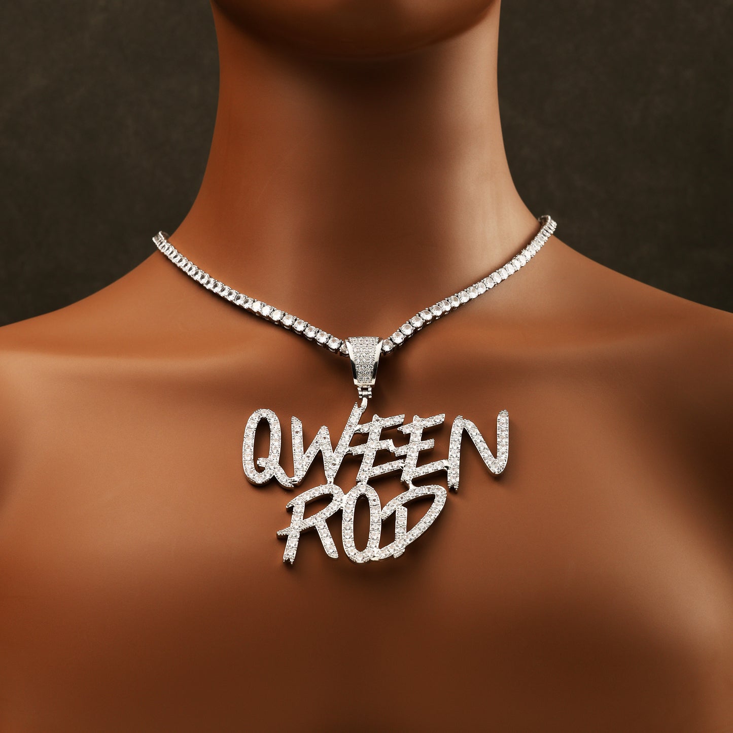 Custom Cursive Letter Necklace White Gold