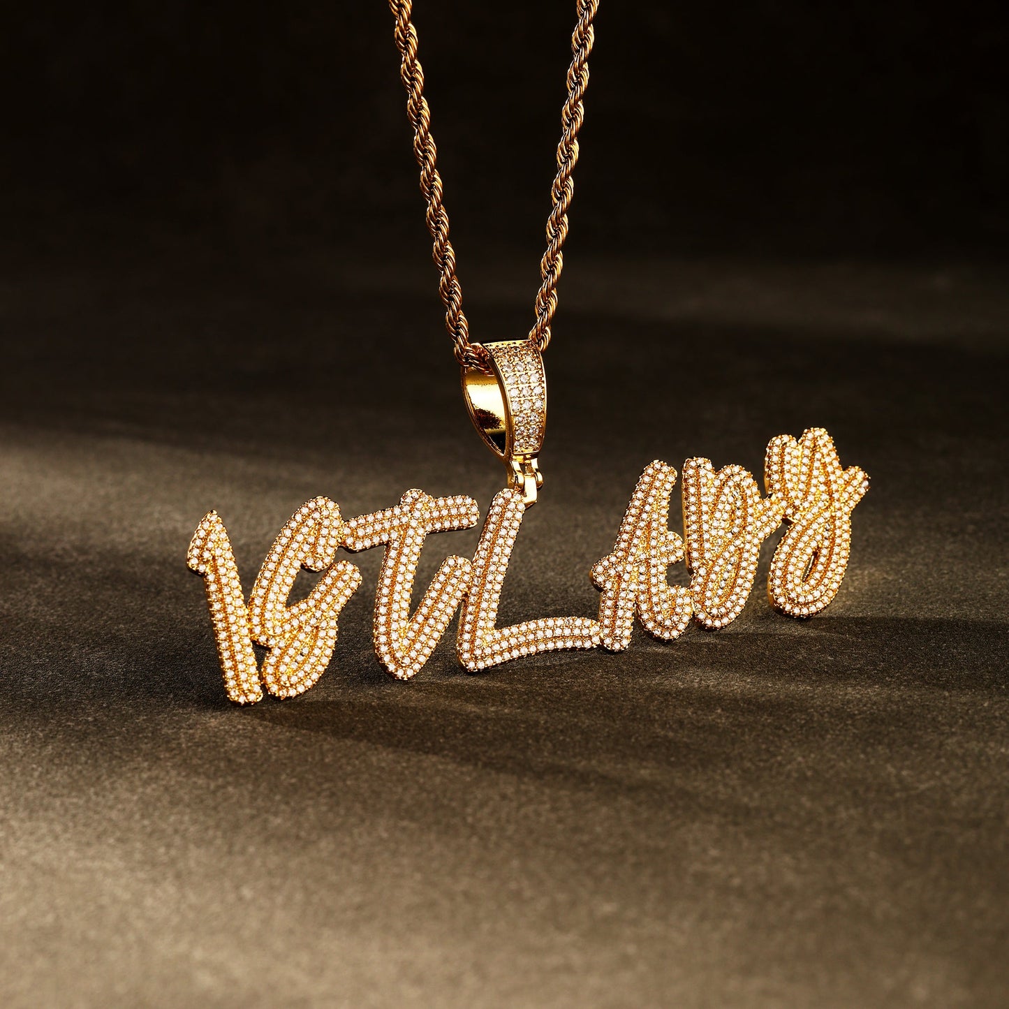 Custom Script Letter Pendant 18K Gold