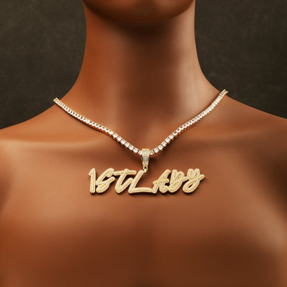Custom Script Letter Pendant 18K Gold